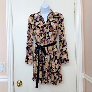 ZARA Trafaluc Women Long Sleeve Floral Mini Shirt Dress With Belt , Size XS